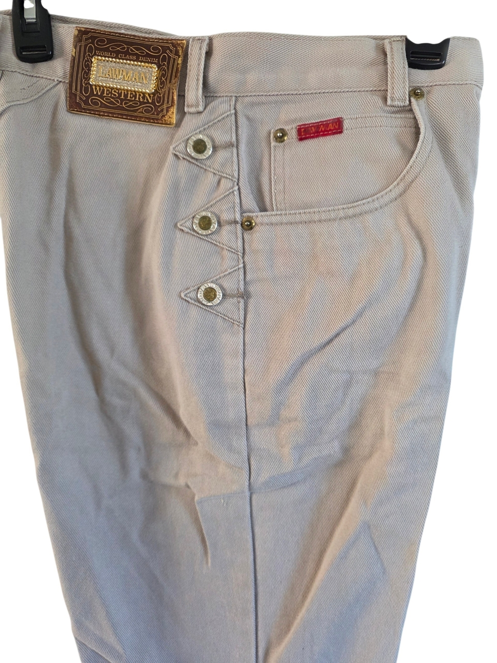 Lawman Western  Boot Cut Jeans in Light Tan with Western Patch - Picture 4 of 7